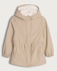 image 5 of F&F Girls Rubber Hooded Zip Through Parka in Cream