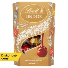 Lindt Lindor Zmes mliečnej, bielej a extra horkej čokolády s jemnou krémovou náplňou 200 g