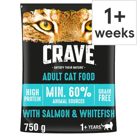 Crave High Protein Dry Cat Food Salmon & Fish 750G Tesco Groceries