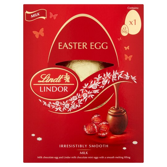 Lindt Lindor Milk Chocolate Egg And Mini Filled Eggs 140G Tesco Groceries