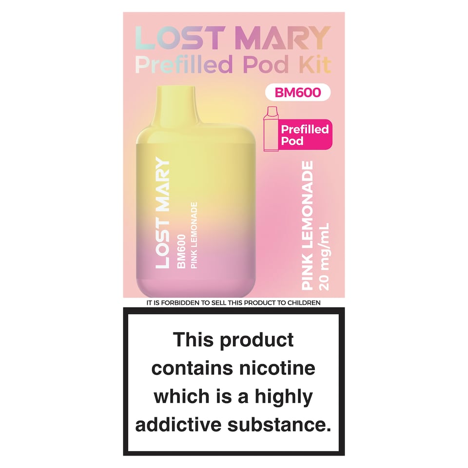 Lost Mary BM600 Refillable Kit Pink Lemonade 20mg/ml 2ml