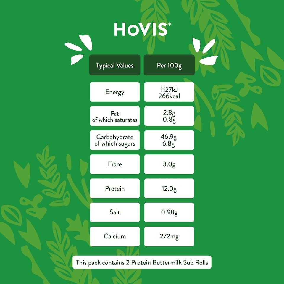 image 1 of Hovis Protein Buttermilk Sub Rolls 2 Pack