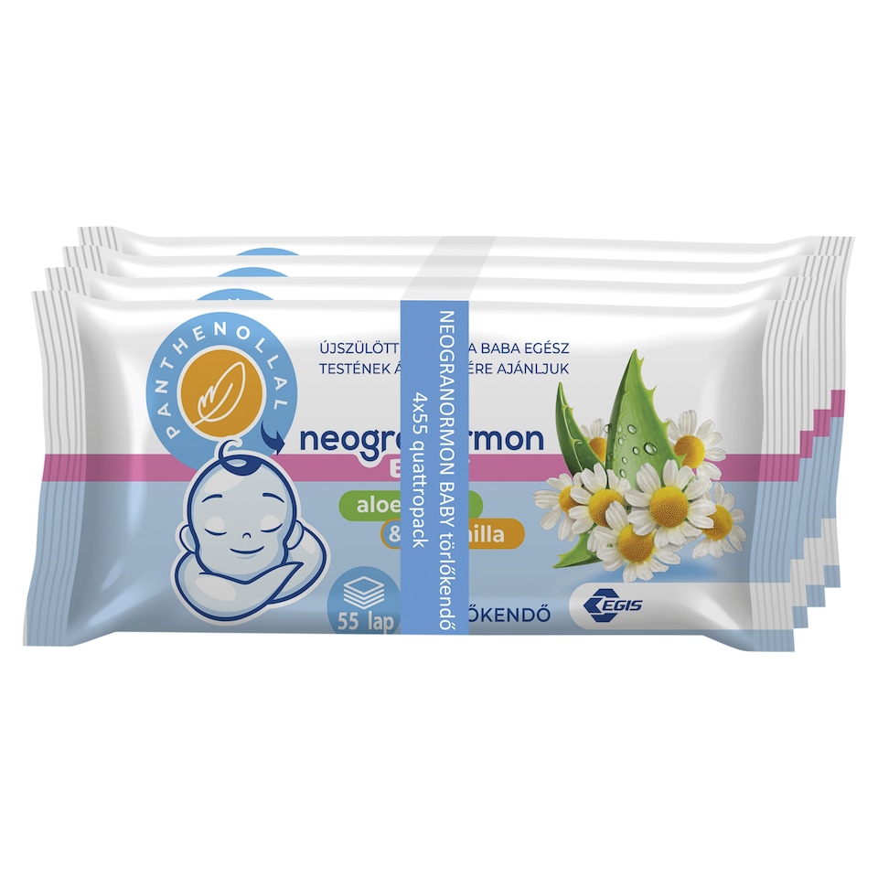 Neogranormon Baby aloe vera & kamilla törlőkendő 4 x 55 db