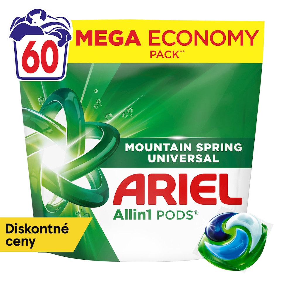 image 1 of Ariel Allin1 PODS Mountain Spring Universal Washing Liquid Capsules, 60 Washes