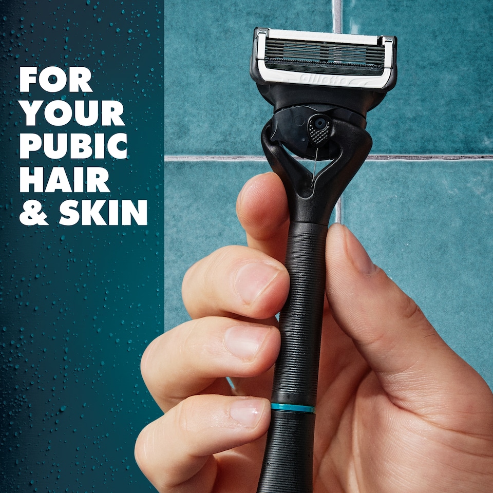 image 1 of Gillette Body and Intimate Razor Cartridges, 4 Blade Refills, Dermatologist Tested, With Lubrastrip