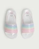 image 2 of F&F Girls Glitter Rainbow Strap Sliders in Multi