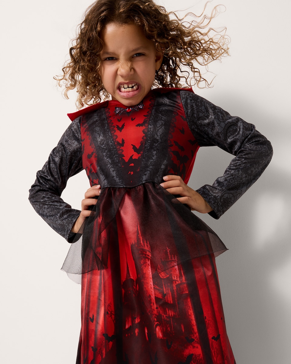 image 1 of F&F Girls Vampiress Fancy Dress Costume in Red