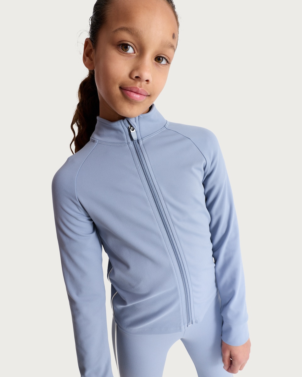 image 1 of F&F Active Girls ULTRAMOVE Zip Up Jacket in Blue
