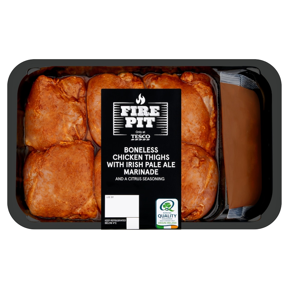 Tesco Fire Pit Boneless Chicken Thighs With Irish Pale Ale Marinade 780g