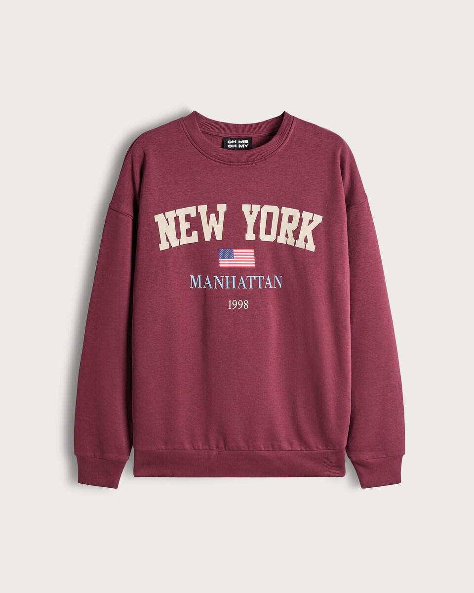 image 1 of OH ME OH MY Cotton Rich New York Sweatshirt in Berry