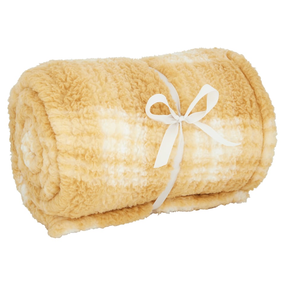 image 1 of Tesco Ochre Teddy Throw