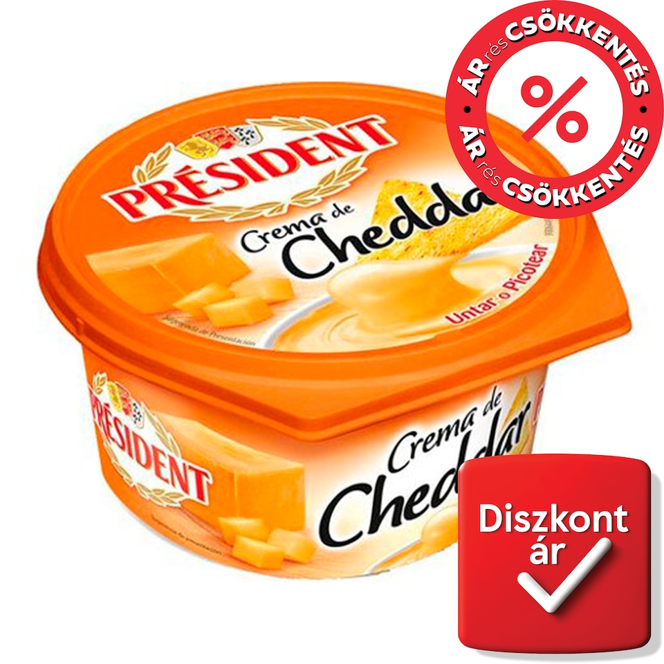 Président Creme de Cheddar Fondu kenhető sajtos krém cheddar sajttal 125 g