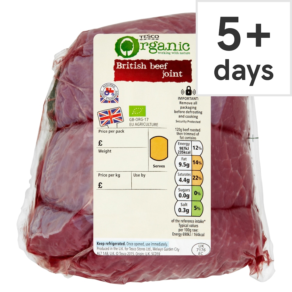 Tesco Organic Beef Roasting Joint