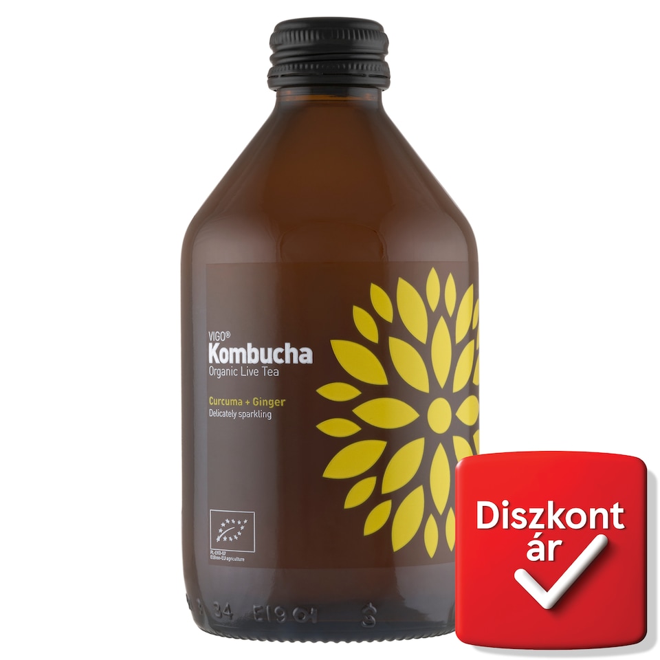 Vigo Kombucha kurkuma-gyömbér organikus élő tea 330 ml