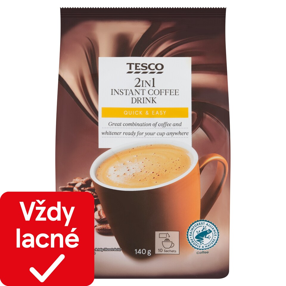 Tesco 2in1 rozpustná zmes na prípravu kávového nápoja 10 x 14 g (140 g)