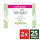 image 1 of Simple Cleansing Facial Wipes 2X25 Twin Pack