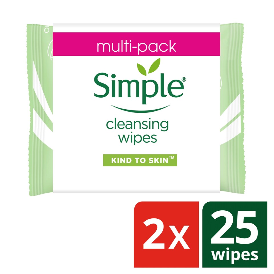 image 1 of Simple Cleansing Facial Wipes 2X25 Twin Pack