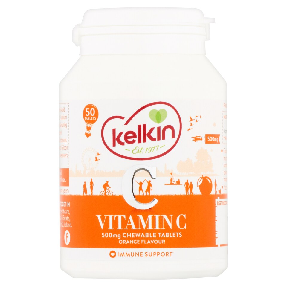Kelkin Vitamin C 500 Mg Chewable Orange Flavoured 50 Tablets