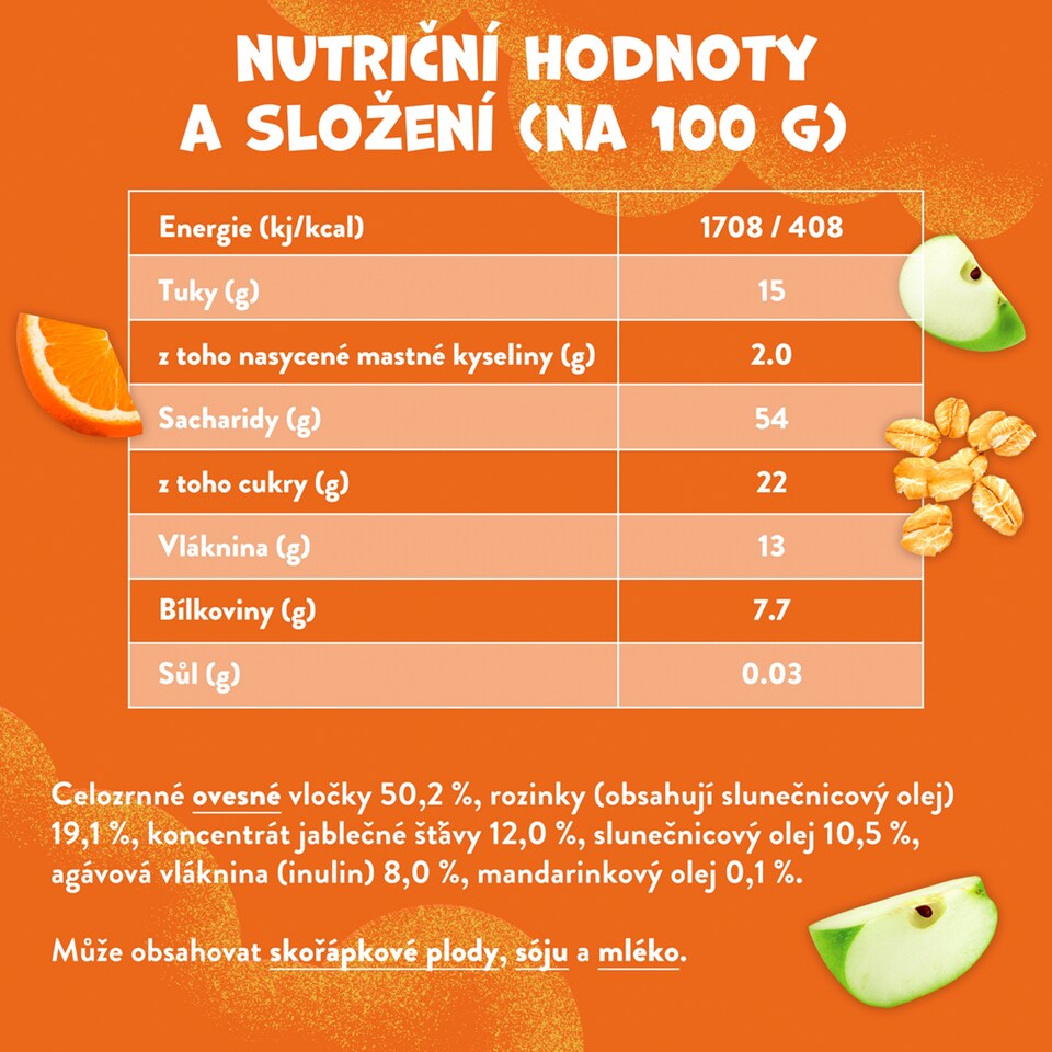 Obrázek 1 pro produkt Goodies ovesná tyčinka mandarinka a jablko 23g