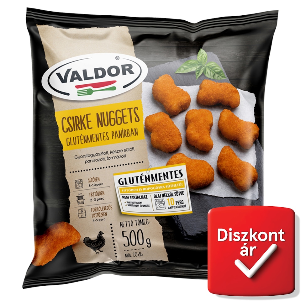 Valdor Quick-Frozen Chicken Nuggets in Gluten-Free Bread 500 g
