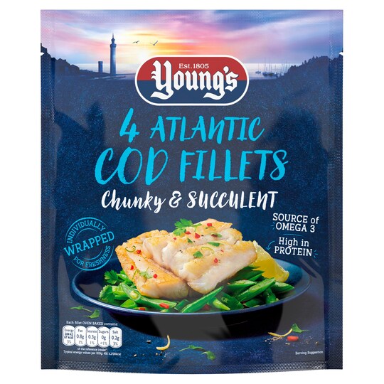 YOUNGS ATLANTIC COD 4 CHUNKY FILLETS 360G Tesco Groceries