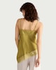 image 2 of F&F Satin Lace Trim Asymmetric Hem Cami Top in Green