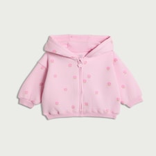 F&F Baby Cotton Rich Floral Print Zip Through Hoodie in Pink