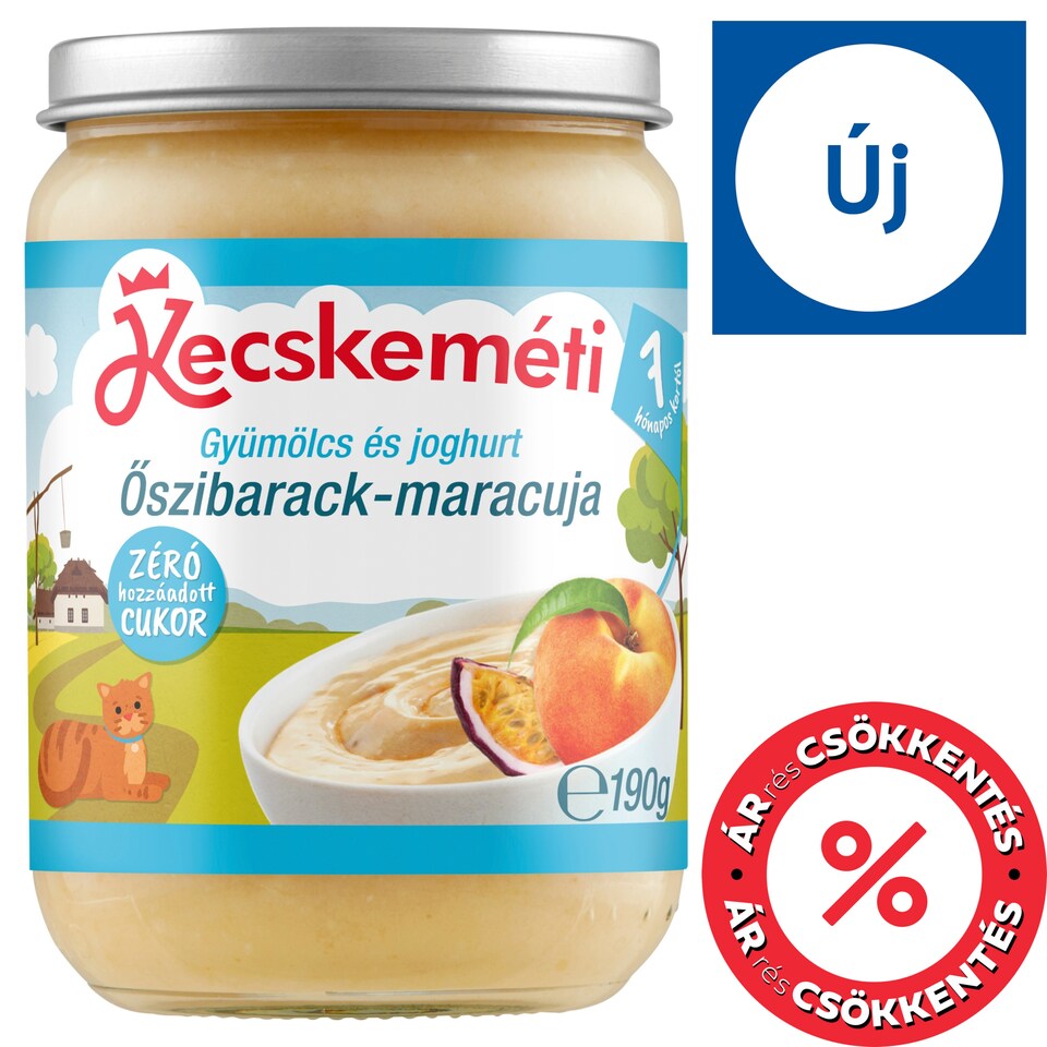 Kecskeméti bio gyümölcs és joghurt őszibarack-maracuja bébidesszert 7 hónapos kortól 190 g