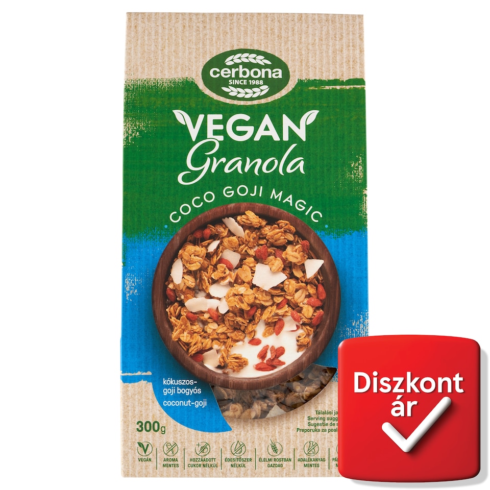 Cerbona Vegan kókuszos-goji bogyós granola müzli 300 g