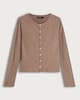 image 4 of F&F Cotton Blend Ribbed Button Up Cardigan in Neutral