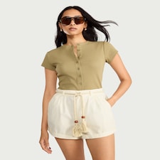 F&F Pure Cotton Rope Belt Shorts in Cream
