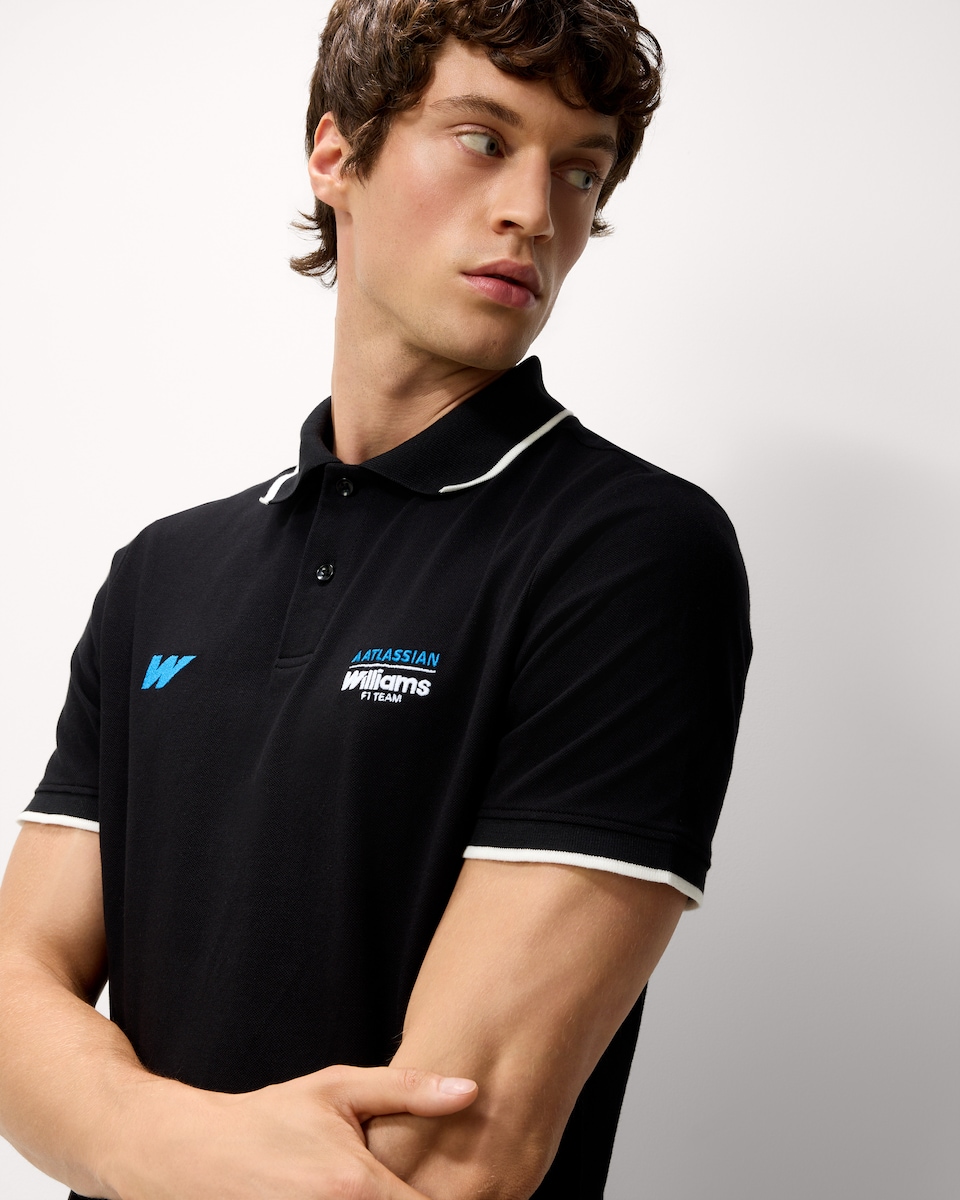 image 1 of Atlassian Williams Pure Cotton F1 Polo Shirt in Navy