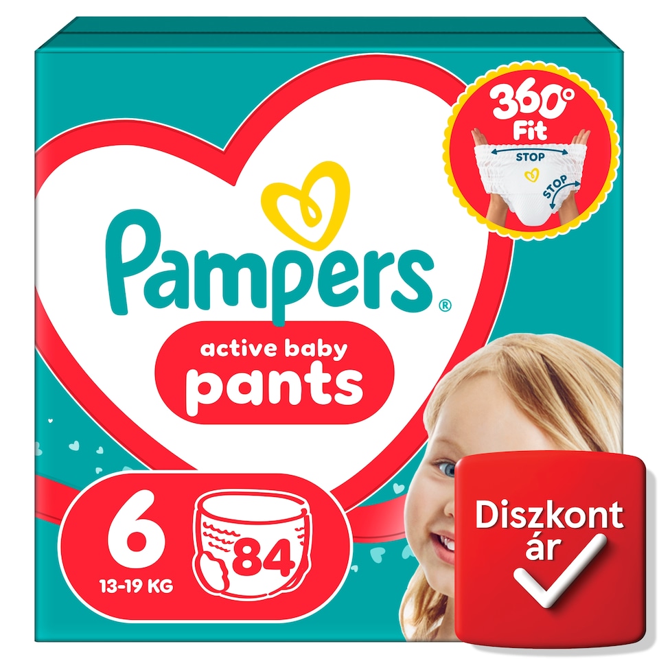 Pampers Active Baby Bugyipelenka, Méret: 6, 84 db Pelenka, 13kg-19kg  1. kép