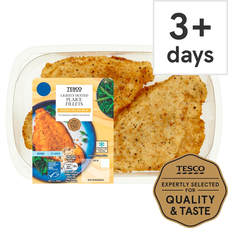 Tesco Lightly Dusted Plaice Fillets 265G