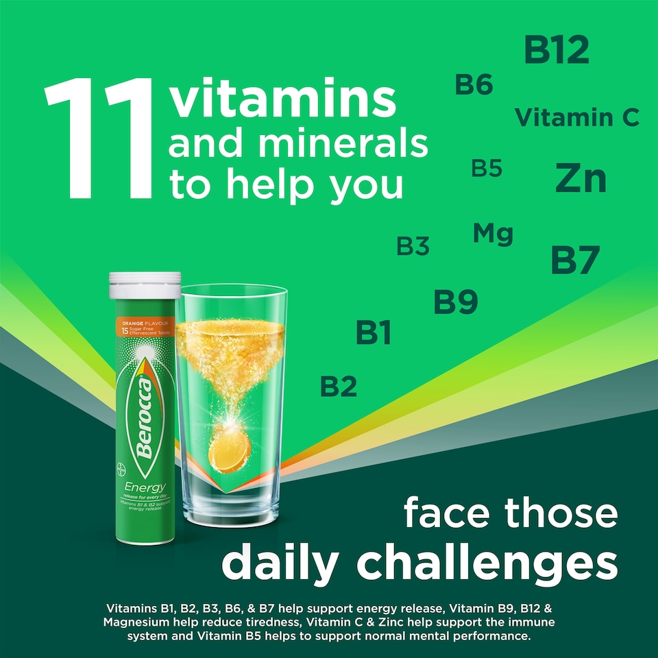 image 1 of Berocca Orange Effervescent Vitamin Energy Tablets 15S