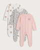 image 1 of F&F Baby 3-Pack Pure Cotton Bear and Leopard Print Sleepsuits in Pink