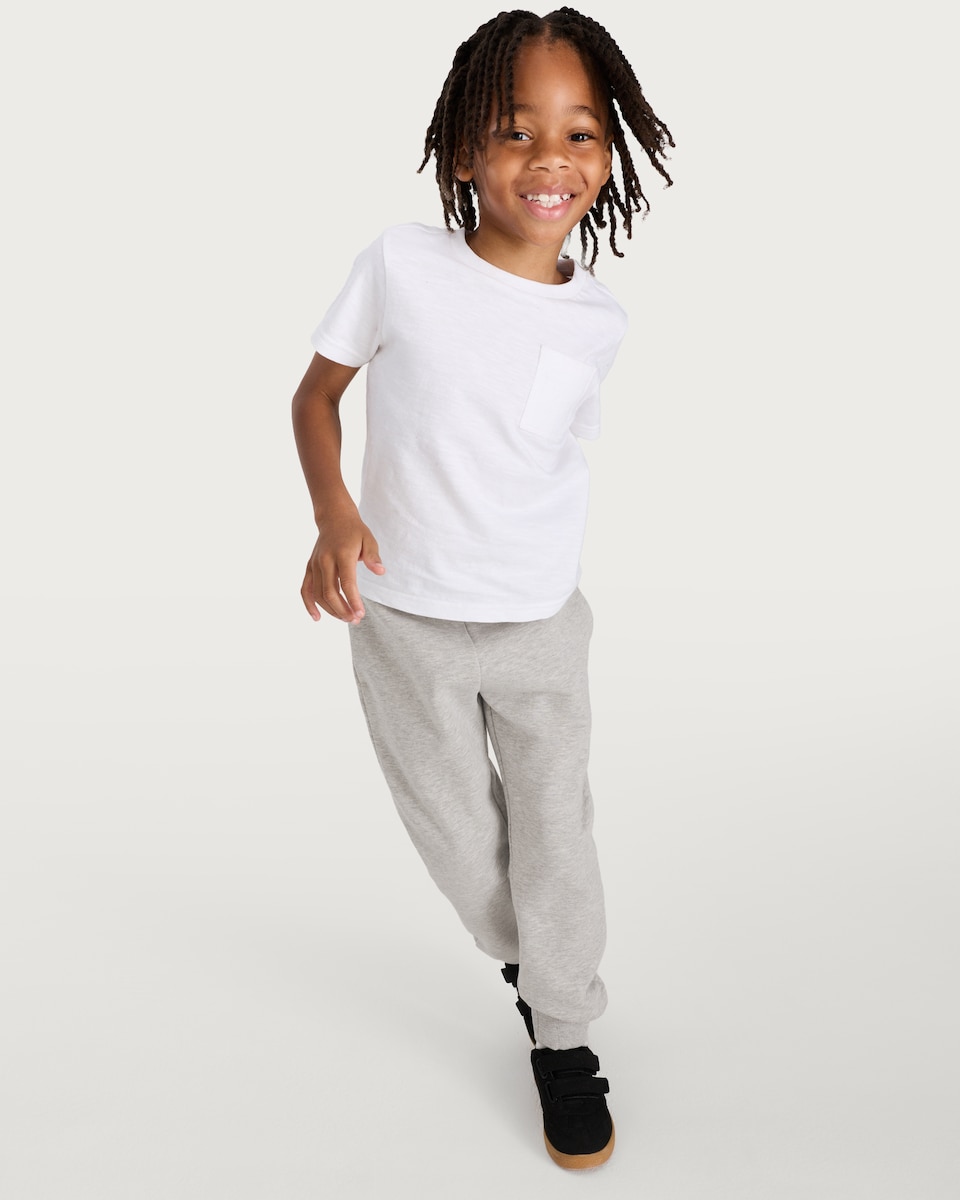 image 1 of F&F Boys 3-Pack Cotton Rich Drawstring Cuffed Joggers in Black