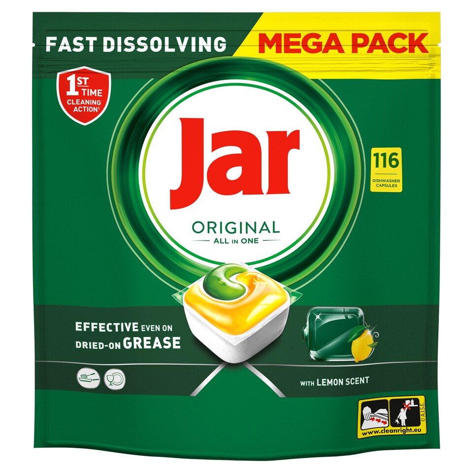 Jar Original All In One Kapsle Do Automatické Myčky Nádobí Lemon, 116 ks
