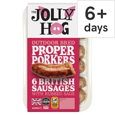 Jolly Hog 6 British Pork Sausages Gluten Free 400G