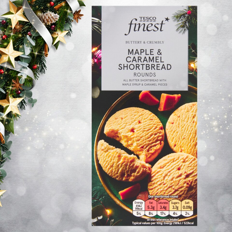 Obrázek 1 pro produkt Tesco Finest Máslové sušenky s javorovým sirupem a kousky karamelu 150g