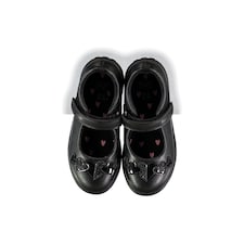 F&F School Girls Heart Detail Mary Jane Shoes in Black