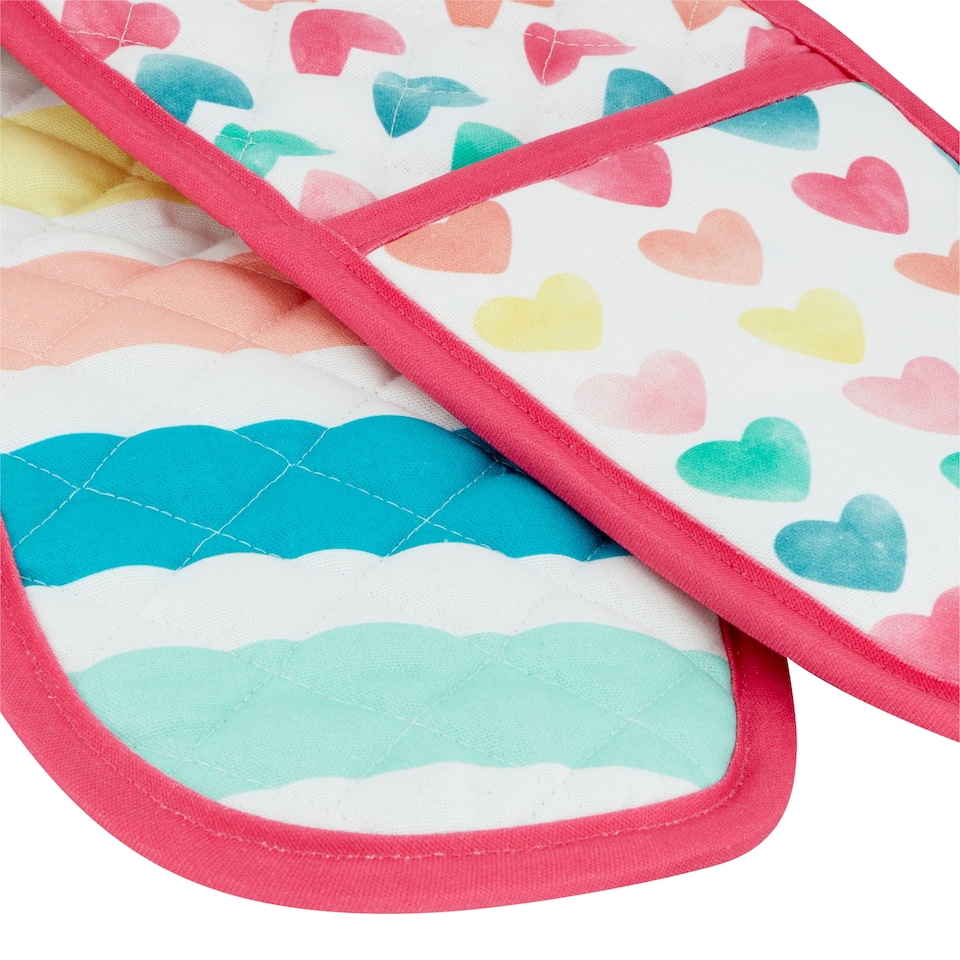 image 1 of Tesco Bright Hearts Double Oven Glove