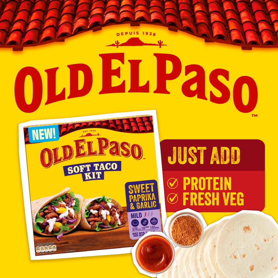 image 1 of Old El Paso Soft Taco Kit Sweet Paprika & Garlic 499g