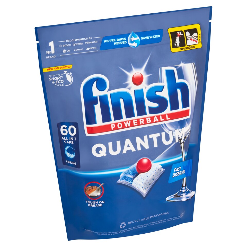 Obrázek 1 pro produkt Finish Powerball Quantum All in 1 Fresh kapsle do myčky nádobí 60 ks 624g