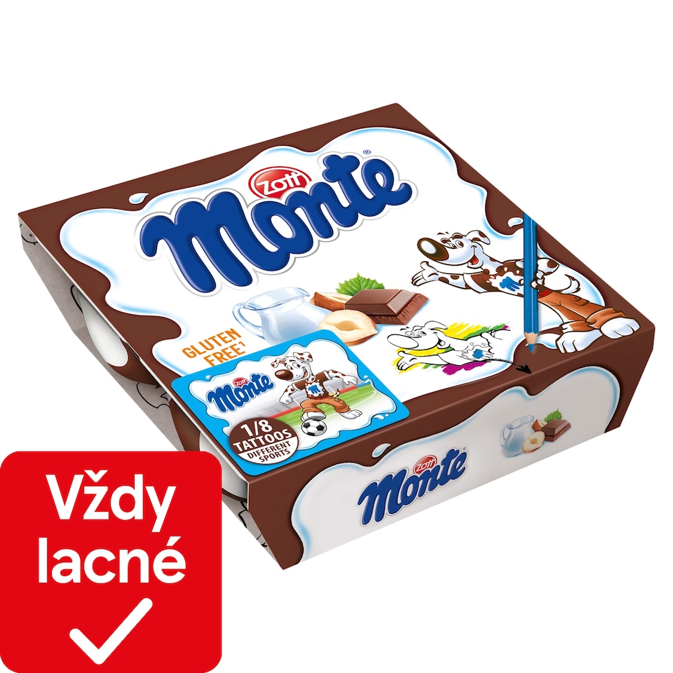 obrázok 1 z Zott Monte Mliečny dezert čokoládový s lieskovými orieškami 4 x 55 g (220 g)