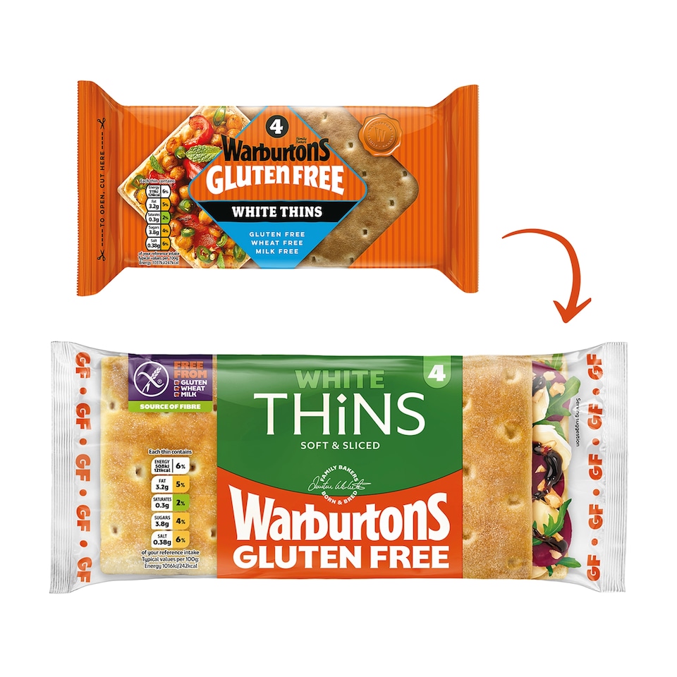 image 1 of Warburtons Gluten Free White Thins 4 Pack 200g