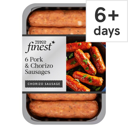 Tesco Finest 6 Pork & Chorizo Sausages 400G Tesco Groceries