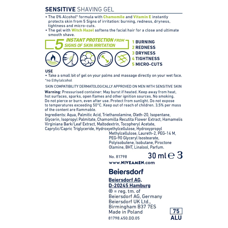 image 1 of NIVEA MEN Sensitive Mini Shaving Gel 30ml 