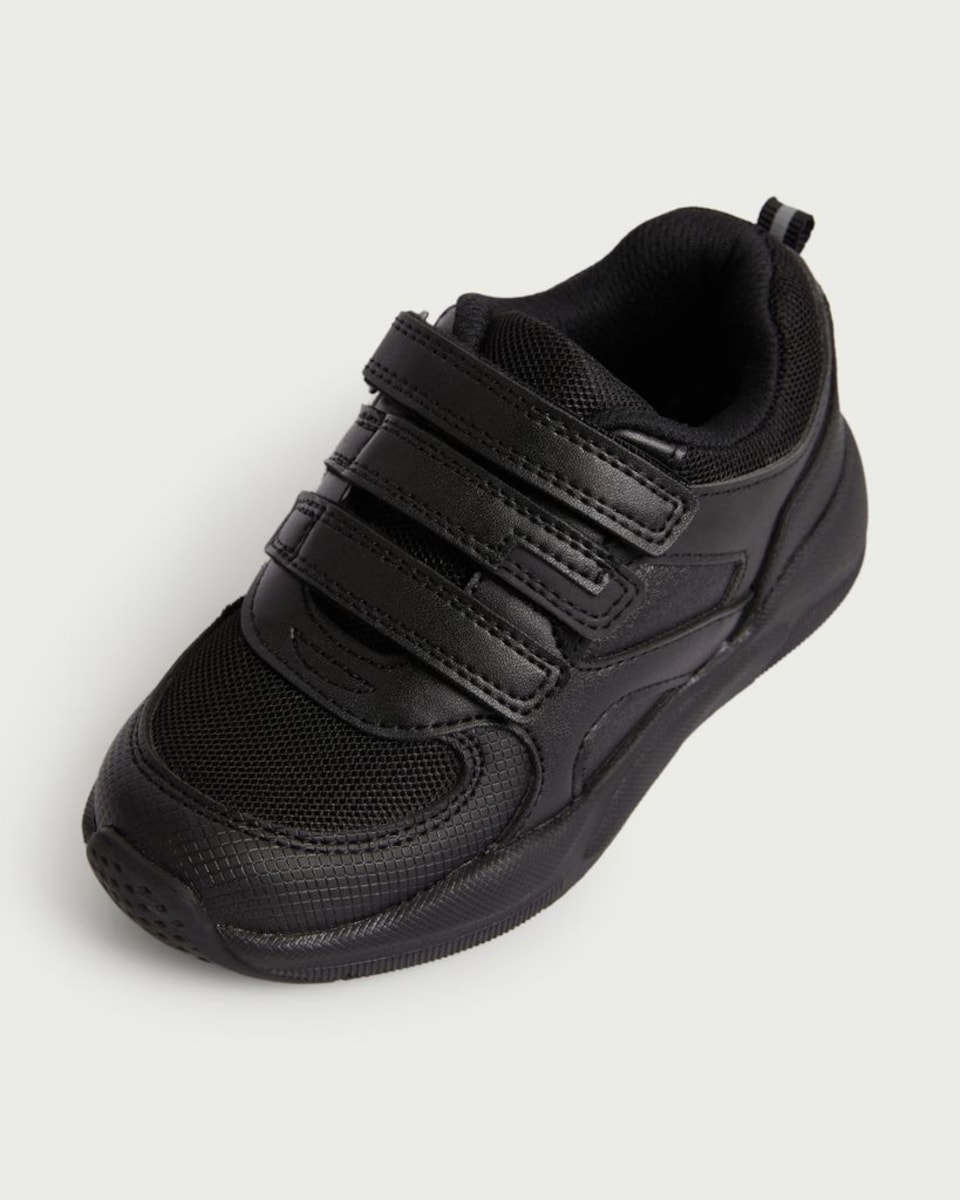 image 1 of F&F School Triple Strap Trainers in Black