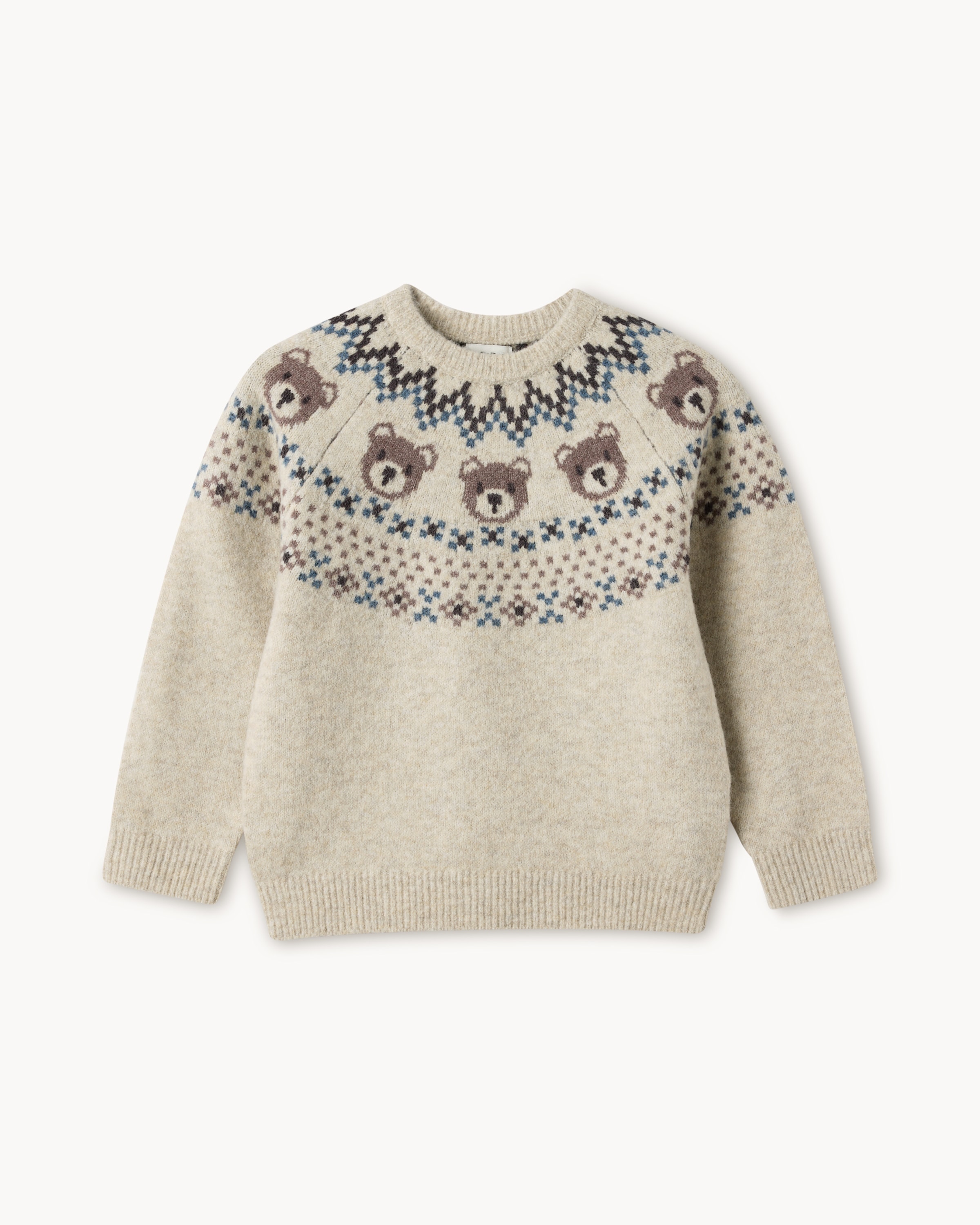 F&F Boys Fair Isle Teddy Jumper in Stone
